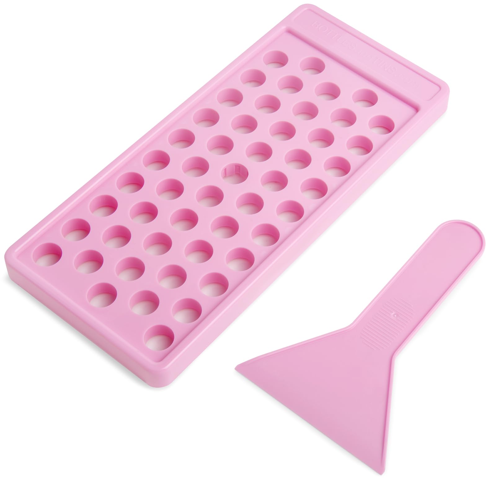 Juland Lip Balm Filling Tray with Scraper & Spatula 1 Set, 50-Cavity Mold for DIY Lip Balm and Lipstick, BPA-Free, Light Pink
