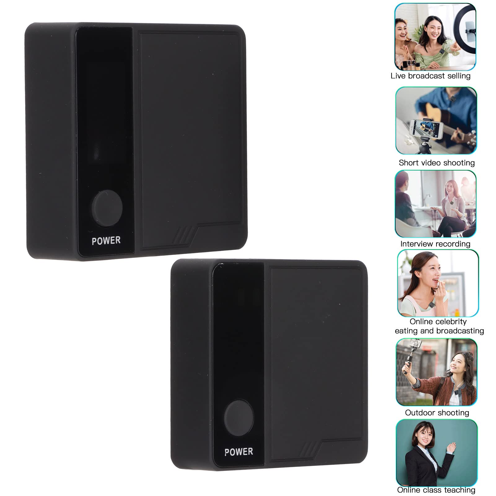 Micrófono de Solapa Inalámbrico de 2,4G, Micrófono de Solapa Inalámbrico con Reducción de Ruido Dual Manual de 5 Velocidades, Hasta 8 Horas de Grabación para Grabaciones de Vídeo Cortas (Negro)