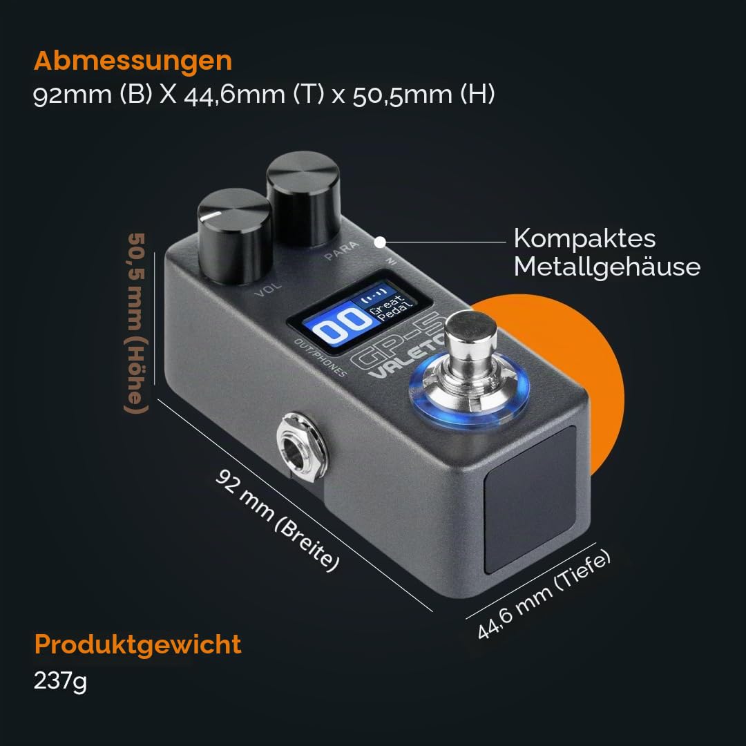 Valeton GP-5 Compact Multi-Effects Prozessor - SnapTone & IR Loader, 100+ Effekte, Bluetooth, USB Audio Interface