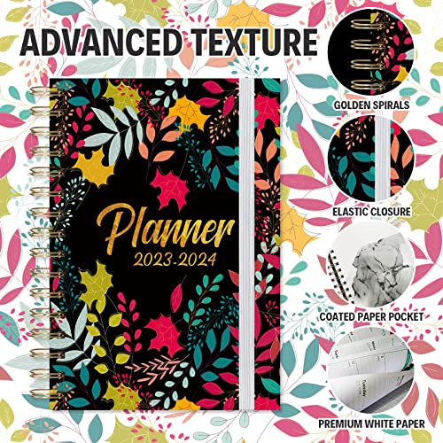 Hardcover Planner 2023-2024, 14 Months Daily Planner From Jan.2023 To Feb.2024, 8.5"X6" Portable Weekly Monthly Planner 2023-2024 Spiral Yearly Agenda With Hello Page, Elastic Closure, Inner Pocket #TOP4