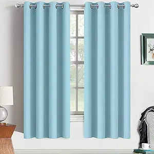Yakamok Blackout Curtains with Grommet top Room Darkening Thermal Insulated Window Curtains for Living Room, 52 x 72Inch, Sky Blue, Set of 2