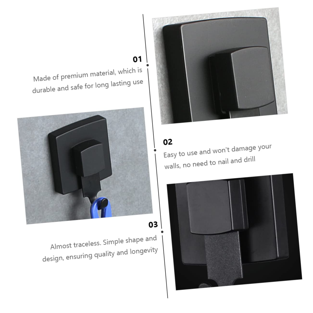 LIFKOME 3 Piezas Ganchos de Succión Traceless para Baño y Cocina Soporte de Inoxidable Negro con Potente Succión para Colgar Toallas y Accesorios para Armarios y Reducidos
