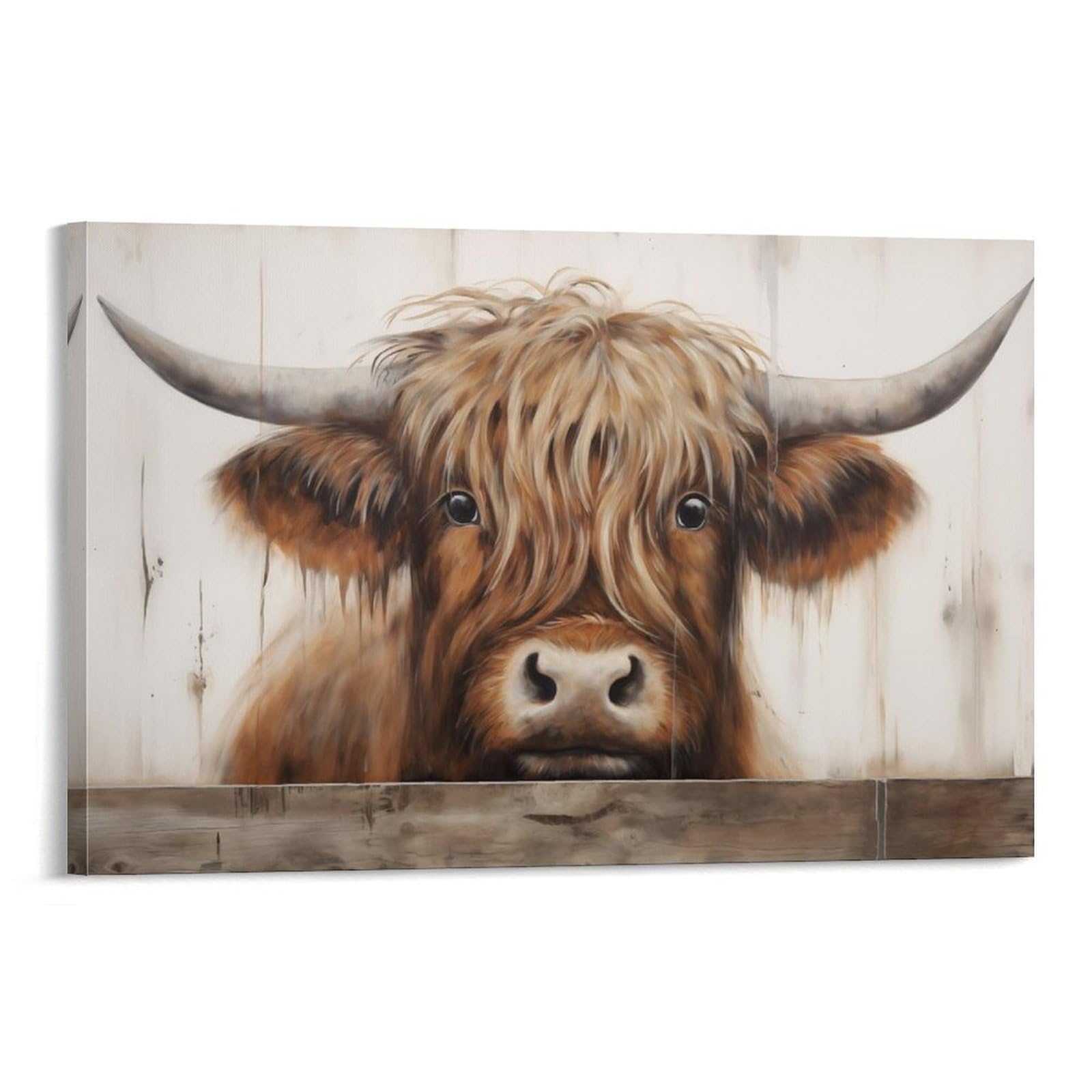 FUPMTKLT Highland Cow with Rustic Charm Country Canvas Poster Bedroom Decor Landscape Office Room Decor Gift 16x24inch(40x60cm)
