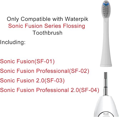 Miniatura 2 de Cabezales de cepillo de dientes de repuesto para hilo dental (6 piezas) aptos para Waterpik Sonic Fusion 2.0 SF-01, SF-02, SF03 y SF-04 Recambio de