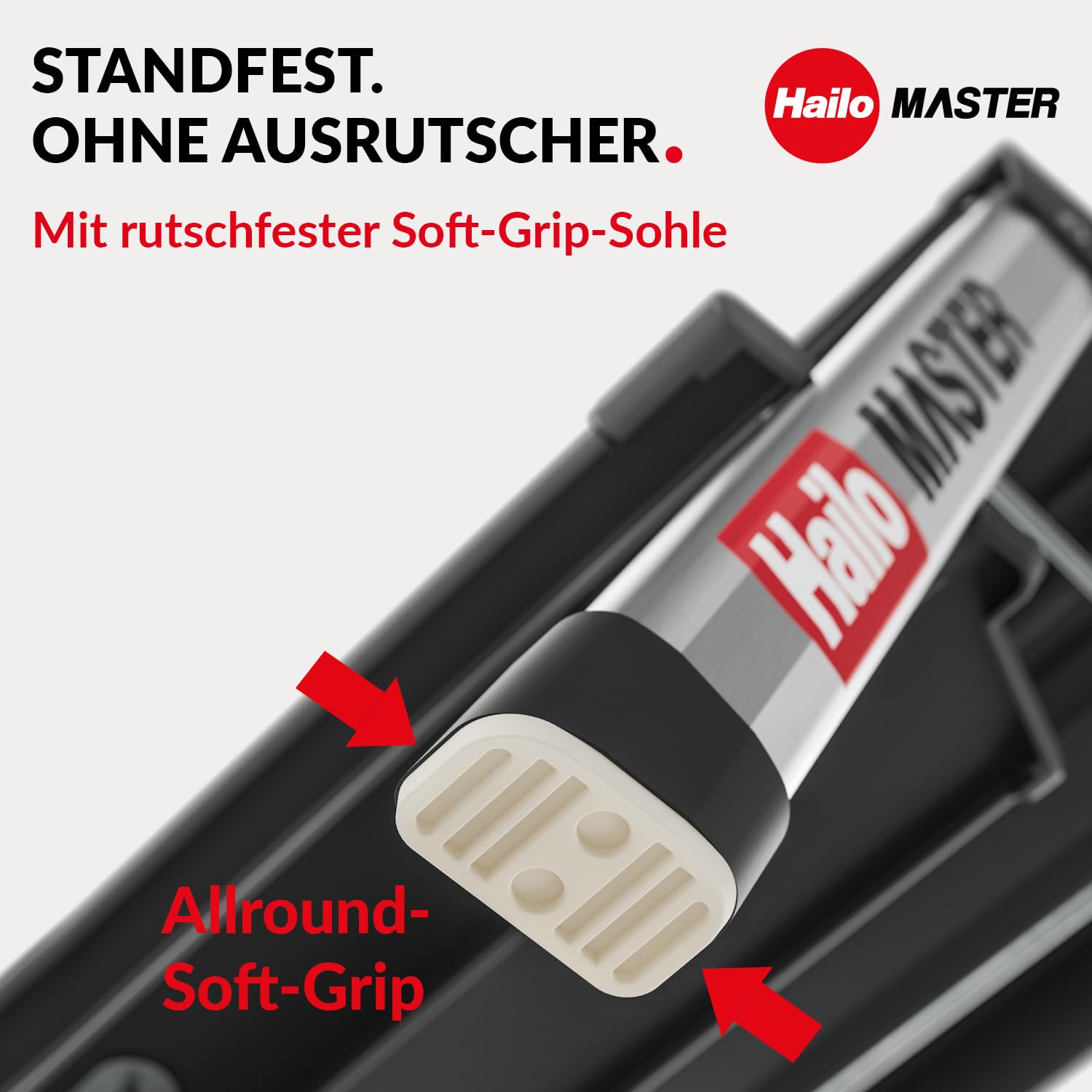 Hailo Master D70 Aluminium Doppelstufen-Trittleiter – kompakte & beidseitig begehbare Klappleiter - Rutschhemmende Stufen & gummierte Füßen - 2 x 3 Stufen - EN 14183 geprüft - belastbar bis 150 kg