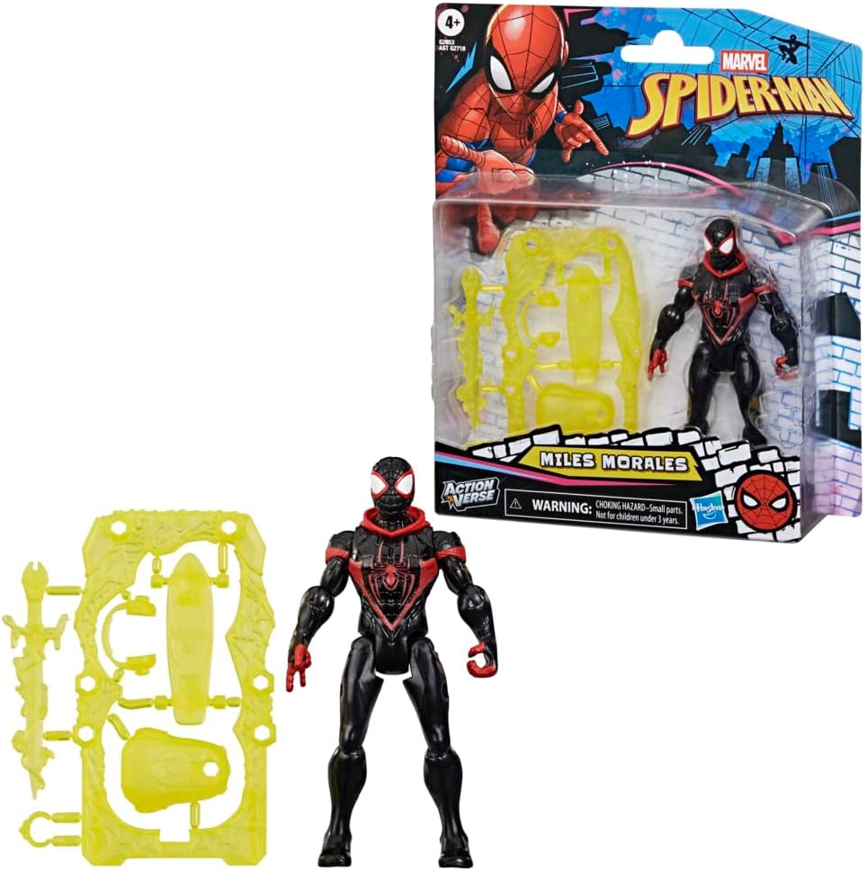 SPIDER-MAN Marvel ActionVerse Miles Morales Action Figure & Accessories, 4.5-Inch (11.4 CM) Super Hero Toys & Figures for Kids, Ages 4+