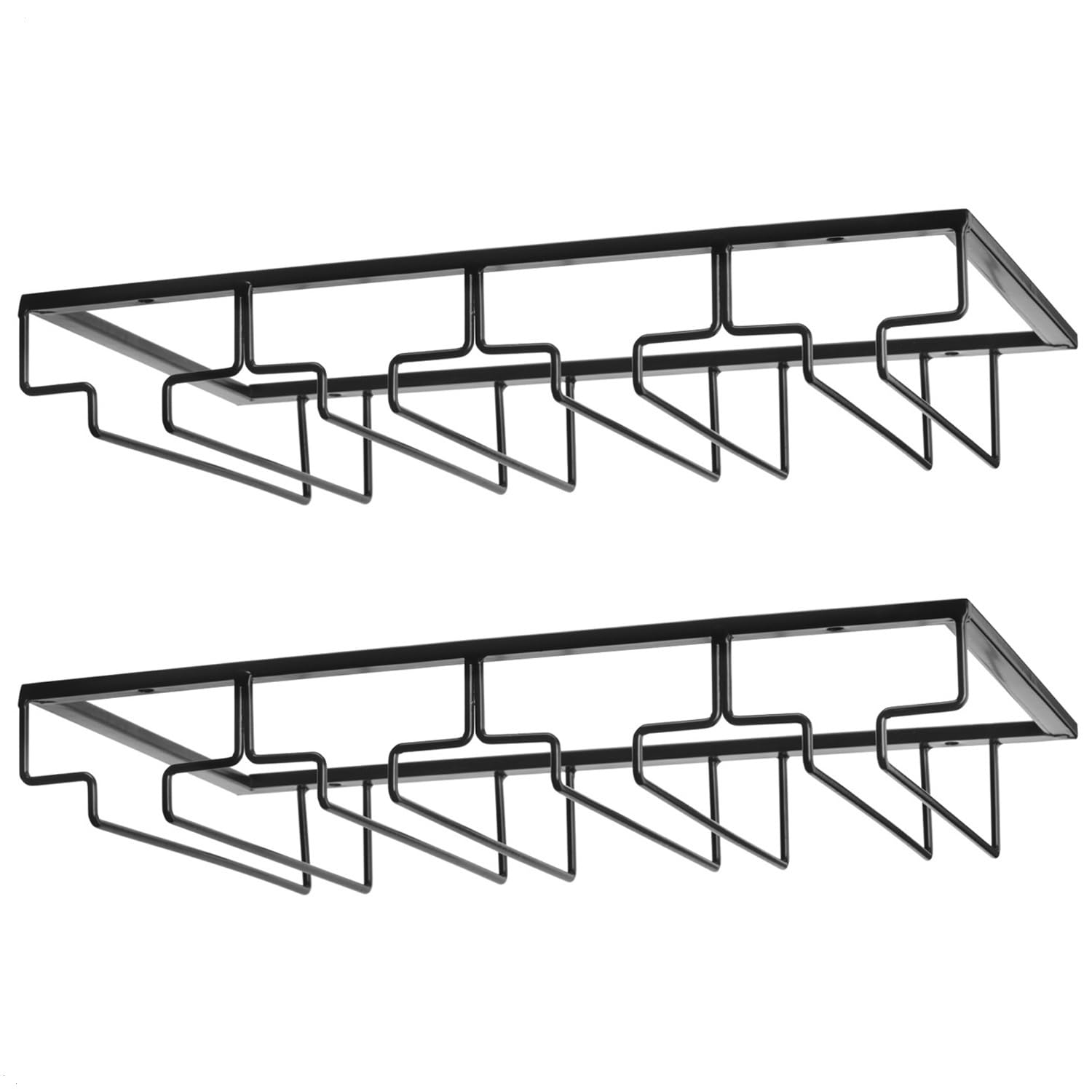 Soportes para Copas de Vino,4 Filas Estante Colgante para Copas de Vino con Tornillos, Estante de Almacenamiento de Metal,Colgador de Copas Invertido para Cocina,Bar,Restaurante,Gabinete,Vidrio