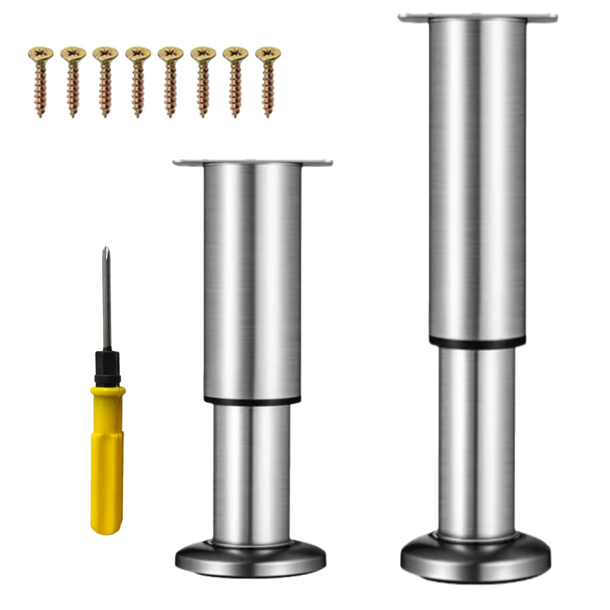 NCRGB 2 Stück Möbelfüße Metall,Verstellbare Möbelfüsse Edelstahl 18-33 cm,Einstellbare Höhe,Belastbar bis 400 KG,Möbelbeine für Fernsehschrank Sofa Lehrstuhl Badezimmerschrank mit Schraubendreher