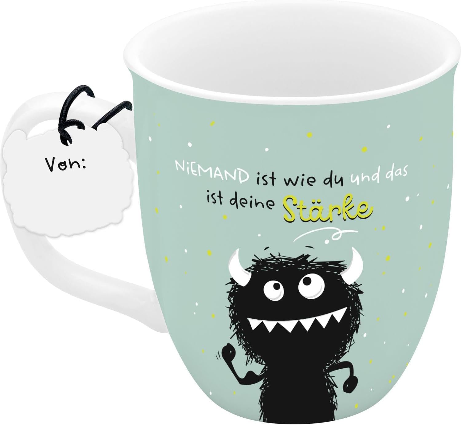 H:PPY life Monster Stark Espresso Cup, Mini Cup with Saying, Porcelain Cup, 10 cl Gift for Birthday, Girlfriend, 74738