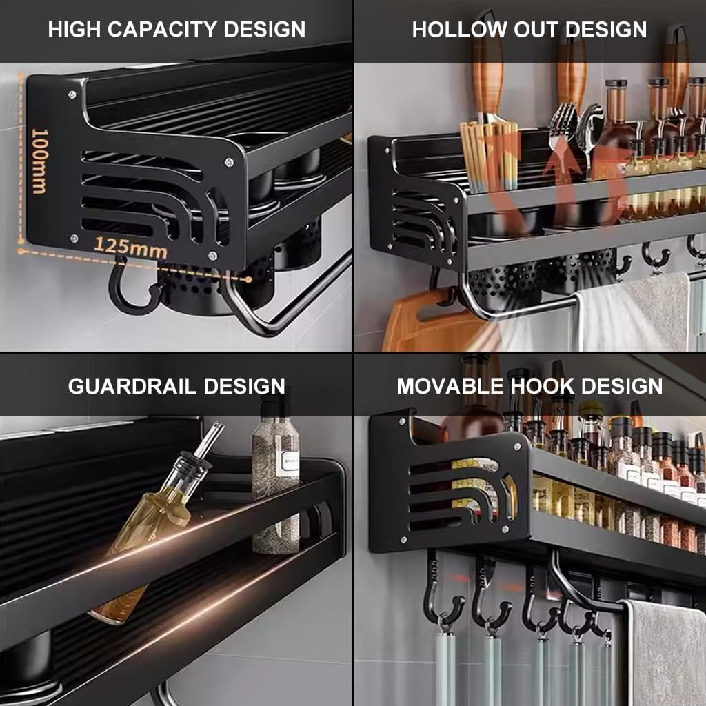 Over The Wall Mounted Dish Drying Rack Wall Mounted Pots And Pans Rack Kitchen Utensils Holder Organizer With Hooks Over Stove Spice Organizer Shelf (Size : 70cm)