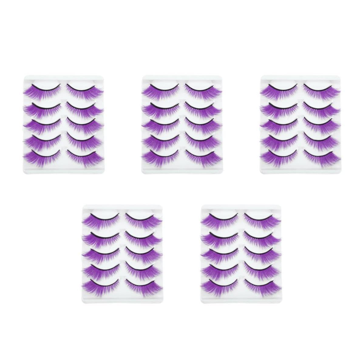 Healvian 25 Paare Bunte Falsche Wimpern mit Violettem Spitzenabschluss, Natürliche Kurze Länge, Wiederverwendbar aus Künstlichen Fasern für Halloween-party und Cosplay-make-up