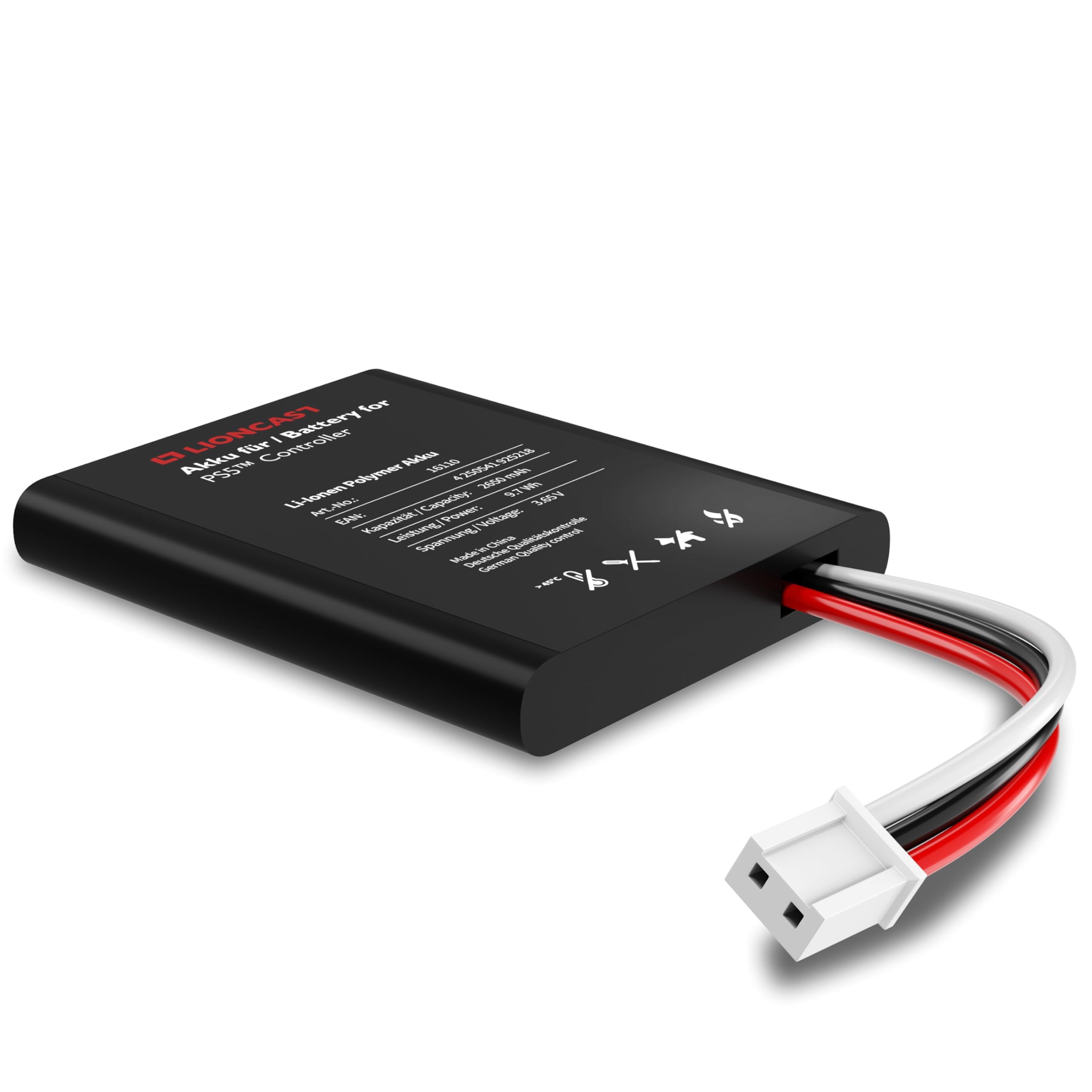 LIONCAST Batteria per controller PS5, 2650 mAh, 70% in più di potenza, facile sostituzione della batteria Playstation 5 DualSense in set completo con istruzioni (lingua italiana non garantita).