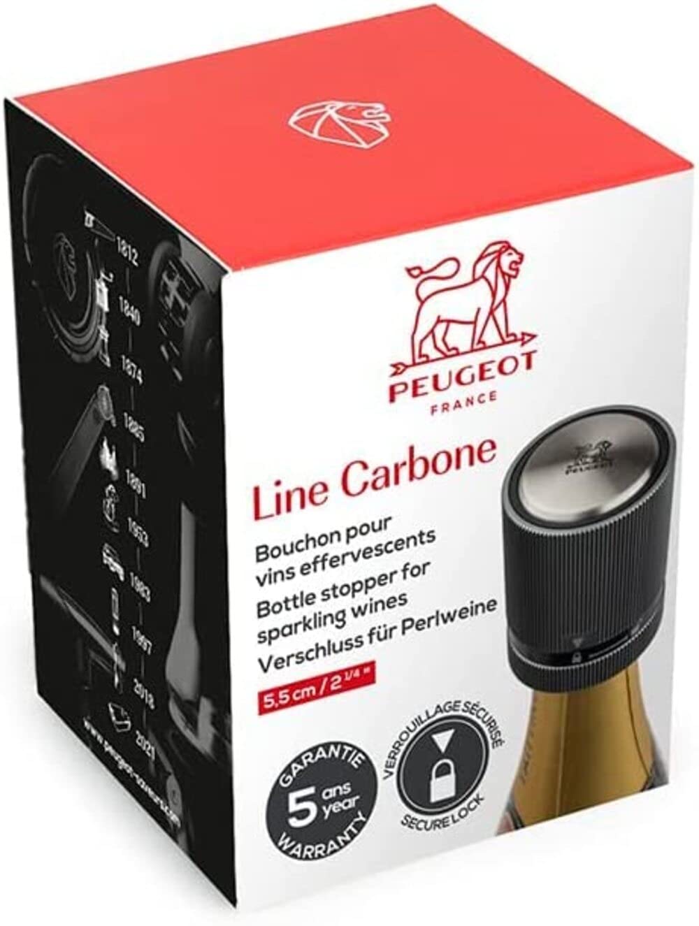 Peugeot Line Bottle Stopper For Sparking Wine, Carbone Dark Grey