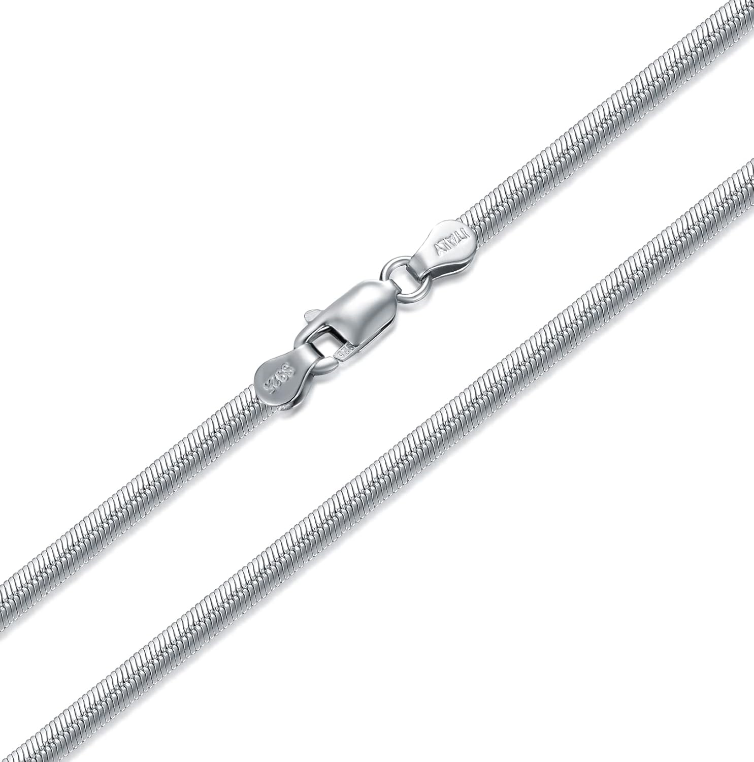 Solid 925 Sterling Silver 3MM Herringbone Chain Bracelet for Men Women,with Lobster Claw Clasp,Made in Italy 6.5/7/7.5/8 Inch - Image 2