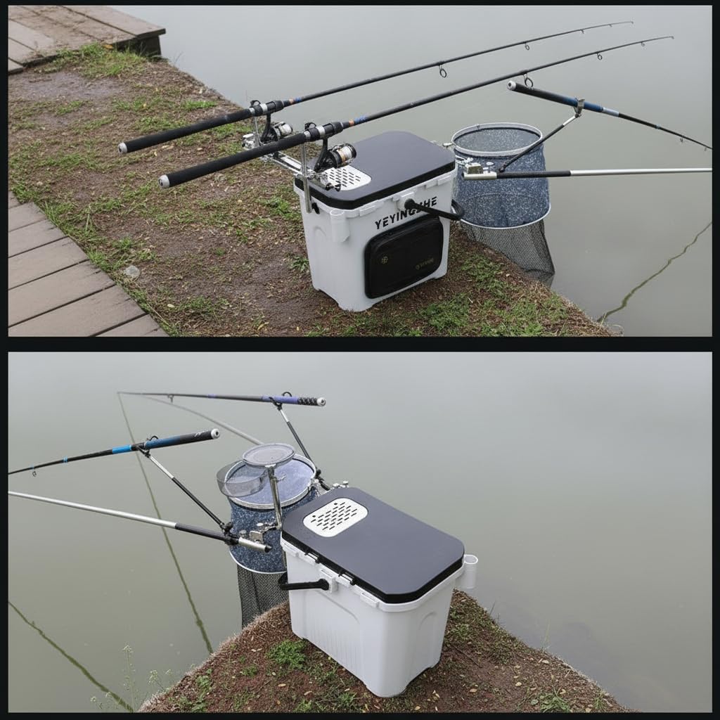 Sitzkiepe Angelhock mit Angelzubehör Aufbewahrung, Fishing, b Fischen