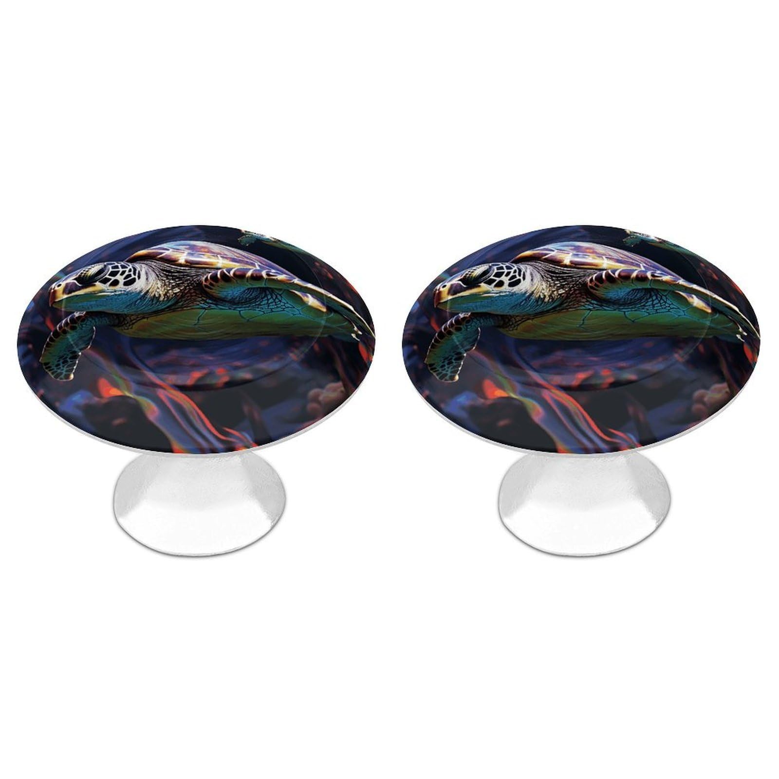 Btcowzrv Style A Colorful Tropical Sea Turtle 2 Pack Cabinet Knobs Drawer Pulls