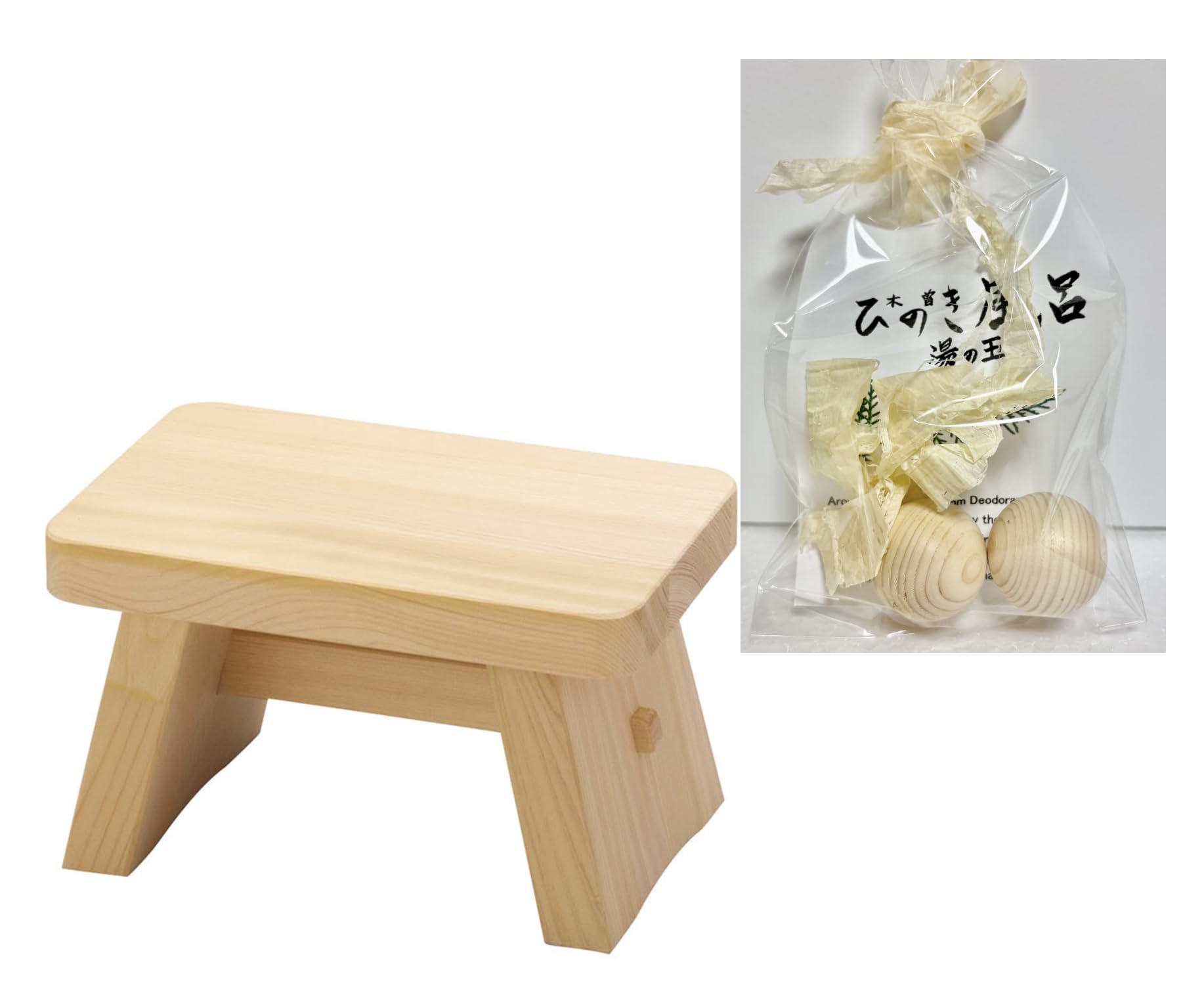 Youbi Wood Color Made In Japan Onsen Goods Hinoki Pure Wood Bath Stool 6.2Inch Tall 12401