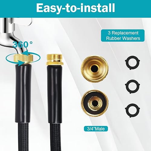 Miniatura 2 de Manguera de jardín, portátil, ligera, interfaz de metal a prueba de fugas, manguera de agua para patio, sin nudos, resistente al desgaste, no