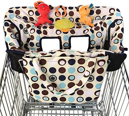 Shopping Cart Cover for Baby and High Chair Cover - 2 in 1 - Cart Cover for Girl or Boy - Soft Padded - 3 Toy Loops and Bottle Holder Included - Easy to Fold and Carry - Machine Washable - Perfect Baby Shower Gifts or Favors