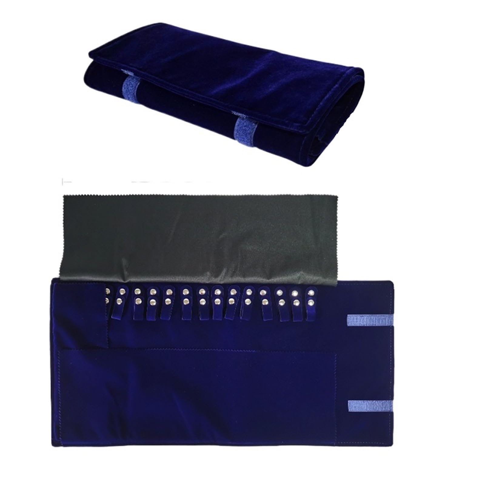 Schmuckrolle Samt Halskette Schmuck Lagerung Roll Tasche Reise Bequem Requisiten(Blue velvet)