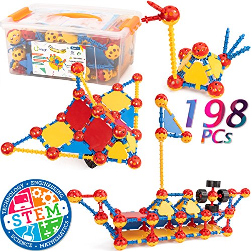 cossy STEM Learning Toy Engineering Construction Building Blocks 198 Pieces Kids Educational Toy
