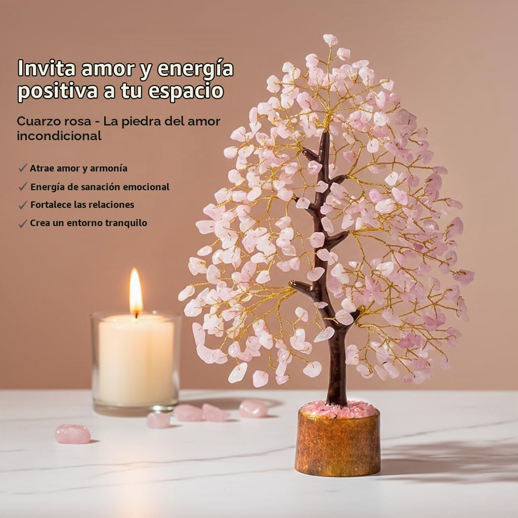 Árbol de piedras preciosas de cuarzo rosa Árbol de cristal para árbol de chakras hecho mano estatuilla de Feng Shui de dinero cristales curativos de Reiki de buena suerte decoración escultura regalo
