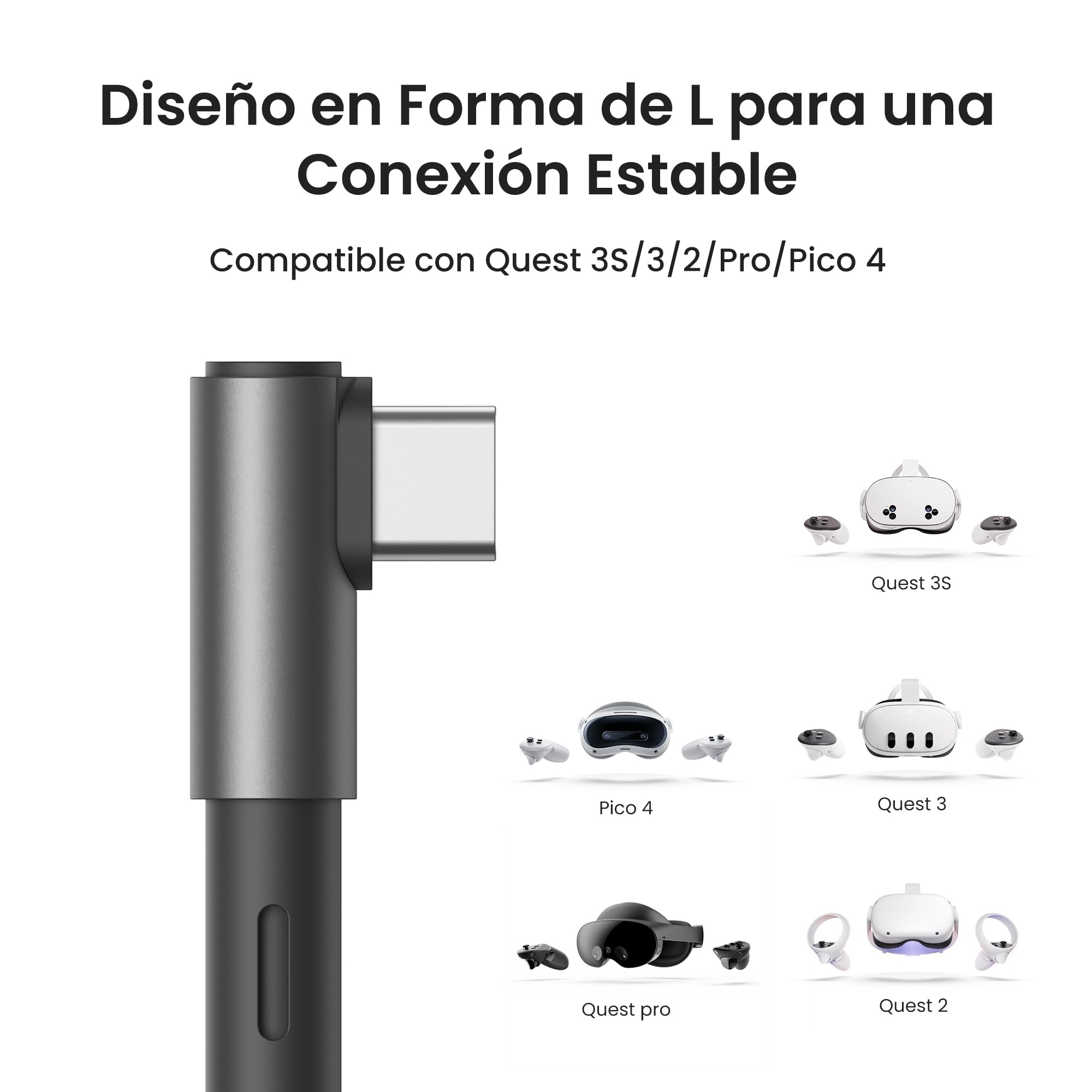 KIWI design Cable Link con Carga 5M Compatible con Meta Quest 3s Quest 3 Quest 2/Pro/Accesorios Pico 4 y PC/SteamVR, Cable USB 3.0 a USB-C Link con Super Rápida 5 Gbps, para Juego Prolongado