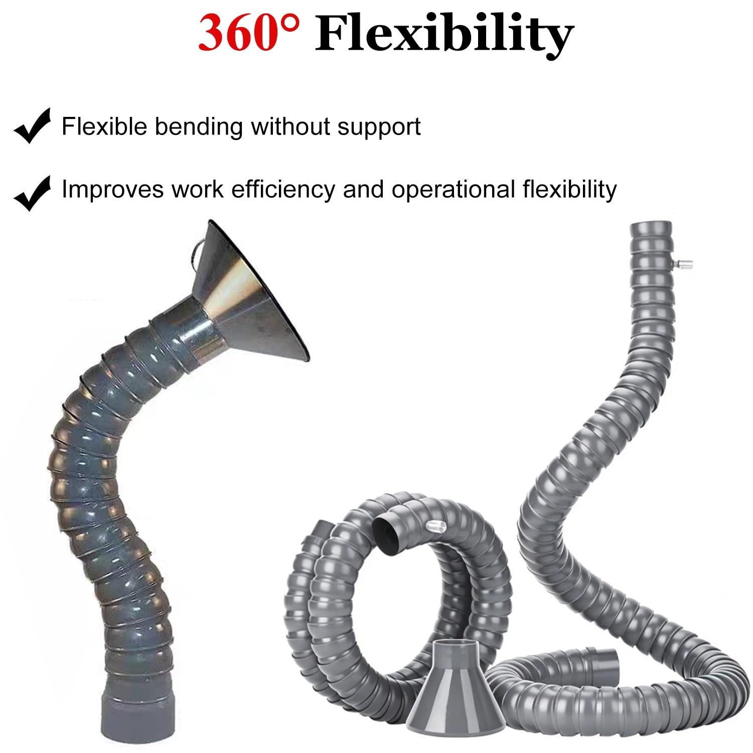 Brazo Articulado Industrial Para Extracción De Humos, Ajustable En 360° Manguera Flexible Para Recogida De Polvo Con Campana, Para Talleres Y Laboratorios(L 1.5m,ID 68mm)