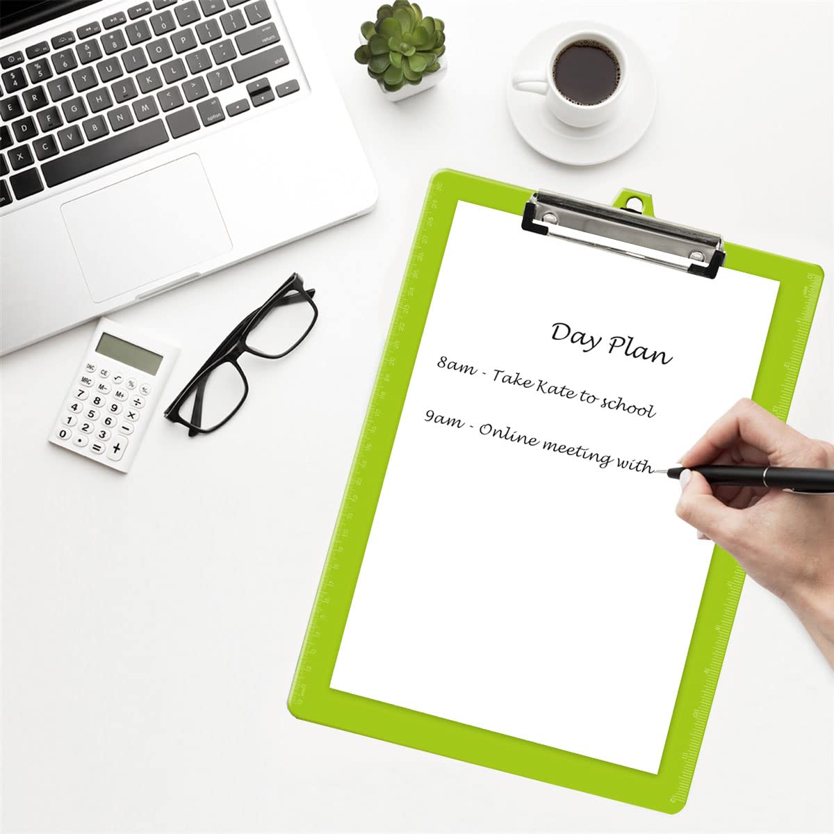 Acrimet Confezione da 3 Cartelline Formato Lettera A4 (34 x 24 cm) con Clip a Basso Profilo e Righelli Laterali, Plastica Resistente per Ufficio, Scuola, Uso Domestico - Colore Verde Acceso
