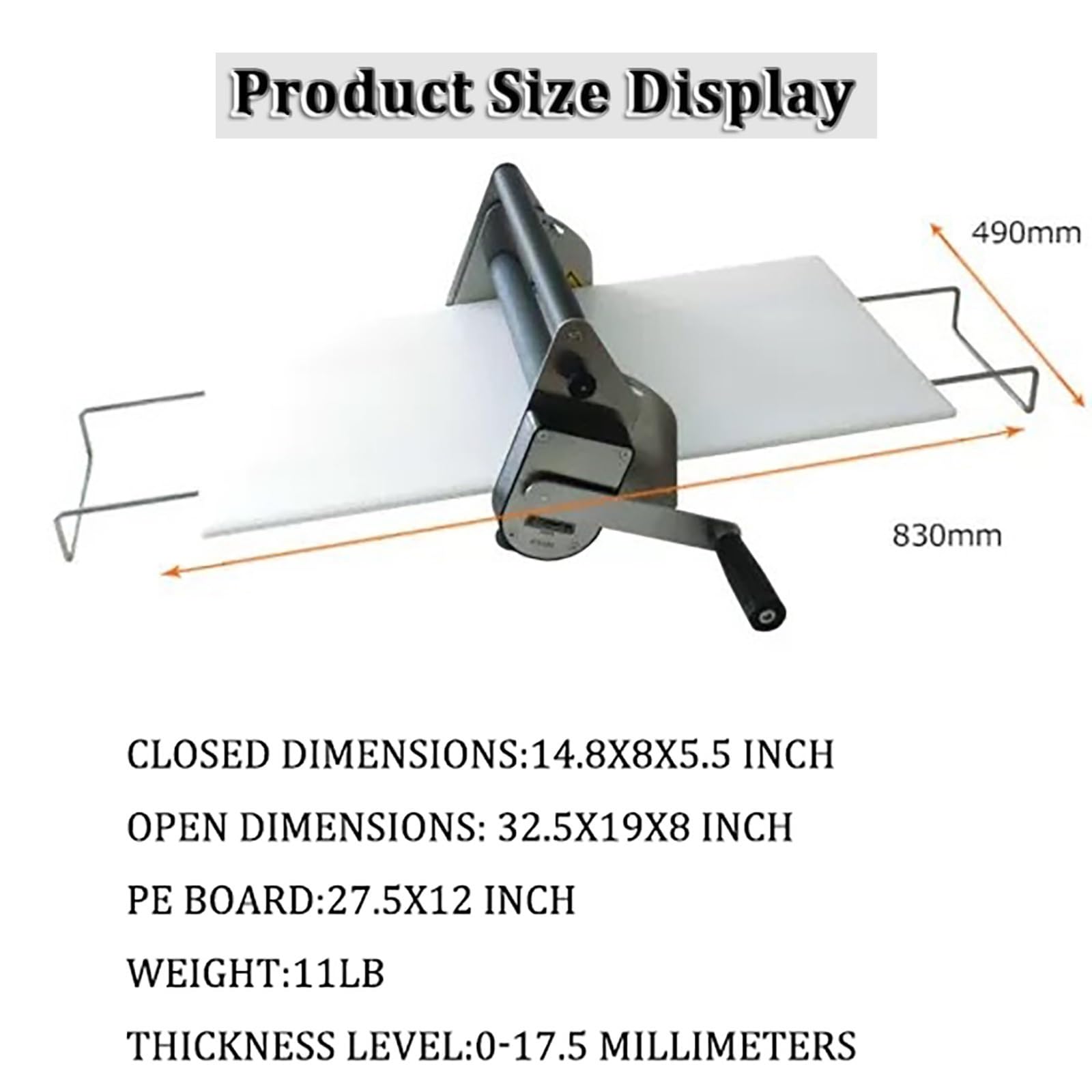 Teigschneidemaschine für Gebäck, Croissants, Pizza und Fondant, manuelle Tischpresse, 40,6 cm Breite, ideal für Bäckereien und den Heimgebrauch, einfach zu falten und aufzubewahren