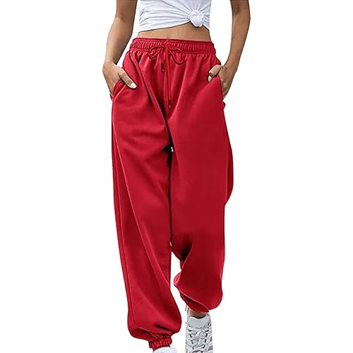 Sweatpants Women 2024, High Waisted Wide Leg Sweatpants Women Baggy Joggers with Pockets Workout Lounge Trousers