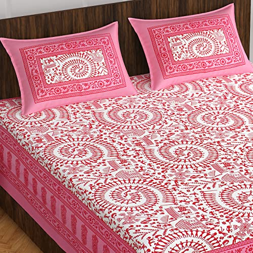 Image of Monique Brand Cotton Star Print Mix N Match Bedsheet for Double Bed (Pink)