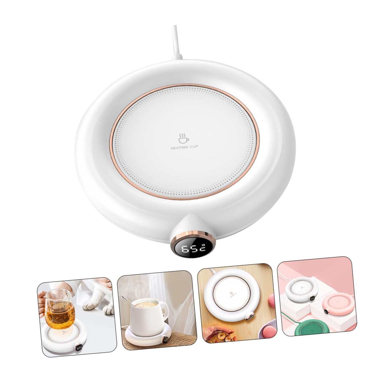 Calentador de Taza USB Pantalla Digital y 3 Niveles de Temperatura, Almohadilla Aislante para Café, Té y Leche Hogar y Oficina