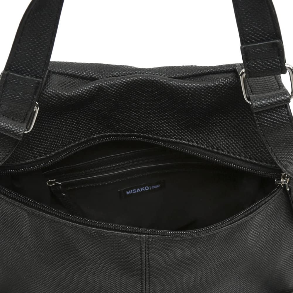 MISAKO Engri damski plecak antykradzieżowy z metalowymi detalami - Engri Czarny 30 X 28 X 11 cm
