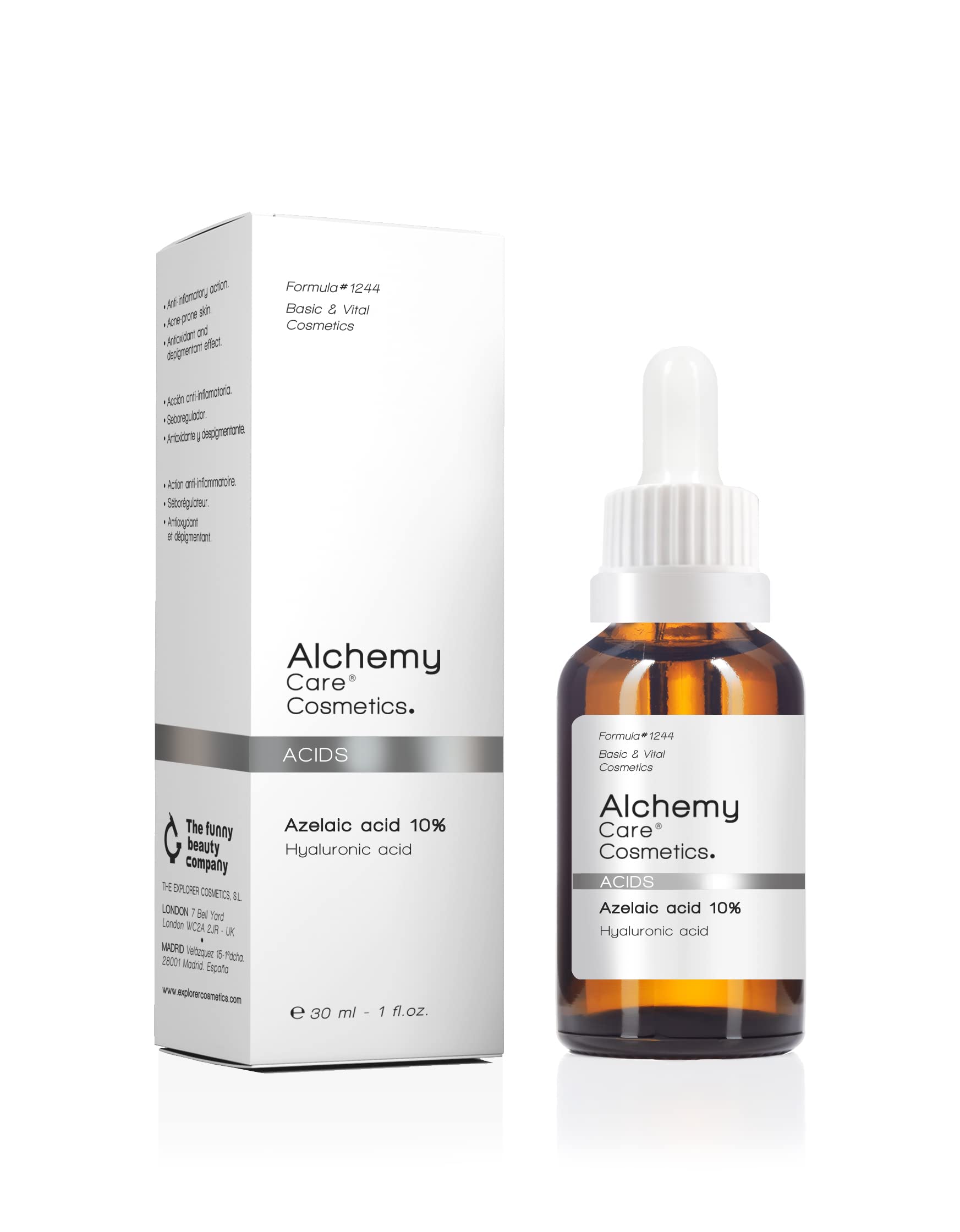 ALCHEMY CARE COSMETICS Acids Acelaic Acid 30 ml pour adultes, avec format pratique, solution polyvalente