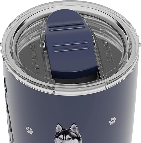 Miniatura 5 de SERENGETI Siberian Husky - Vaso aislado al vacío de acero inoxidable con tapa a prueba de derrames, impresión 3D, taza de viaje aislada para bebidas