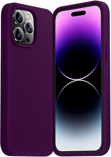 Cordking Funda para iPhone 14 Pro, funda de silicona ultra delgada, a prueba de golpes, con forro de microfibra suave antiarañazos, 6.1 pulgadas,