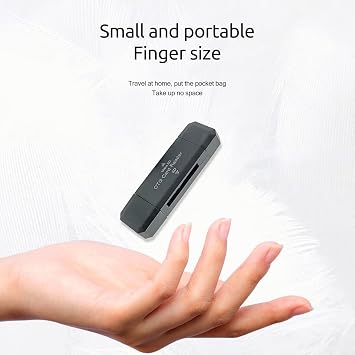2 Pack SD Card Reader, USB-C OTG Adapter and USB 2.0 Portable Memory Card Reader for SD TF SDXC SDHC MMC RS-MMC Micro SD Micro SDXC Micro SDHC Card and UHS-I Cards (Black)