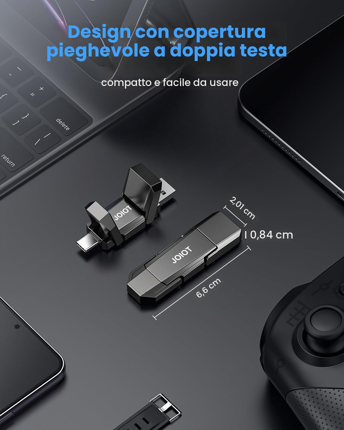 SSD Esterno portatile 256GB Chiavetta USB C e USB A 3.2 interfaccia velocità fino a 450 MB/s SSD USB C per iPhone 15/16/17 cellulare Android laptop tablet Mac Solid State Drive