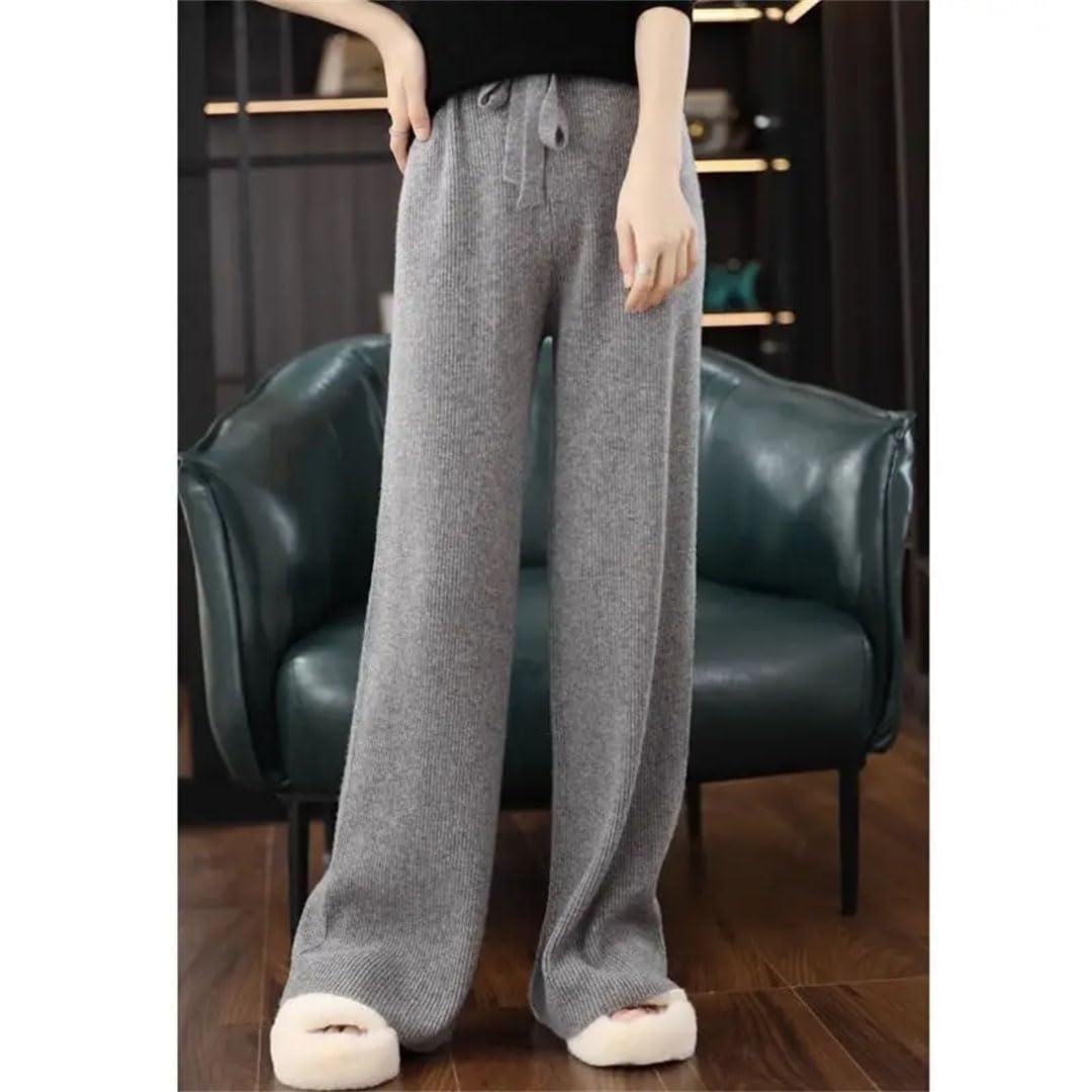 Pantaloni larghi da donna, a vita alta, in lana, a gamba larga, per ciclomotore a gamba dritta