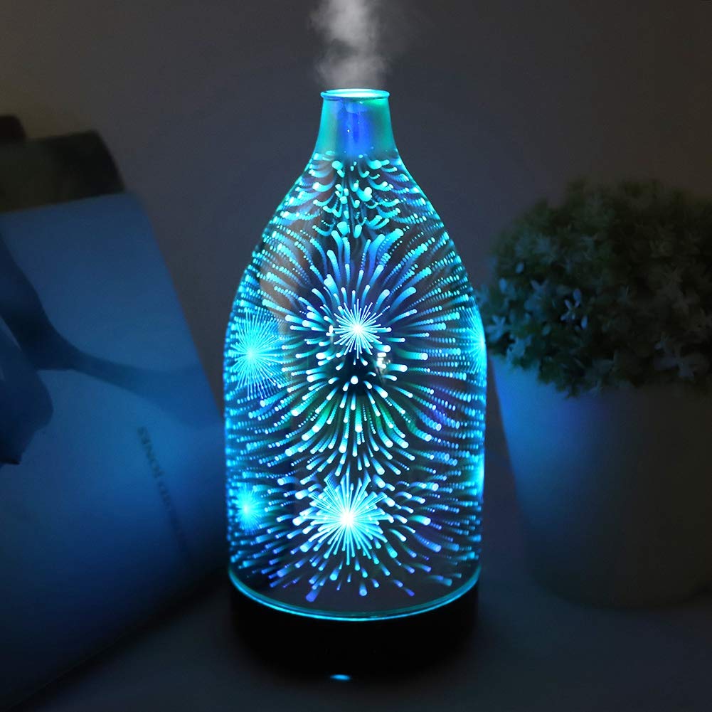 Diffusore e umidificatore di oli essenziali per aromaterapia ad ultrasuoni da 100 ml con luce notturna a LED per camera da letto e casa