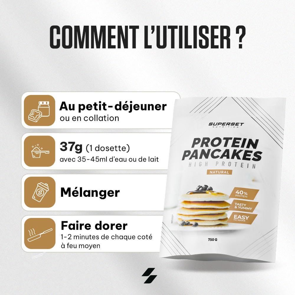 Superset Nutrition | Pancakes Proteines (750g) | Pancakes protéinés | Préparation en poudre pour pancakes protéinés - Nature