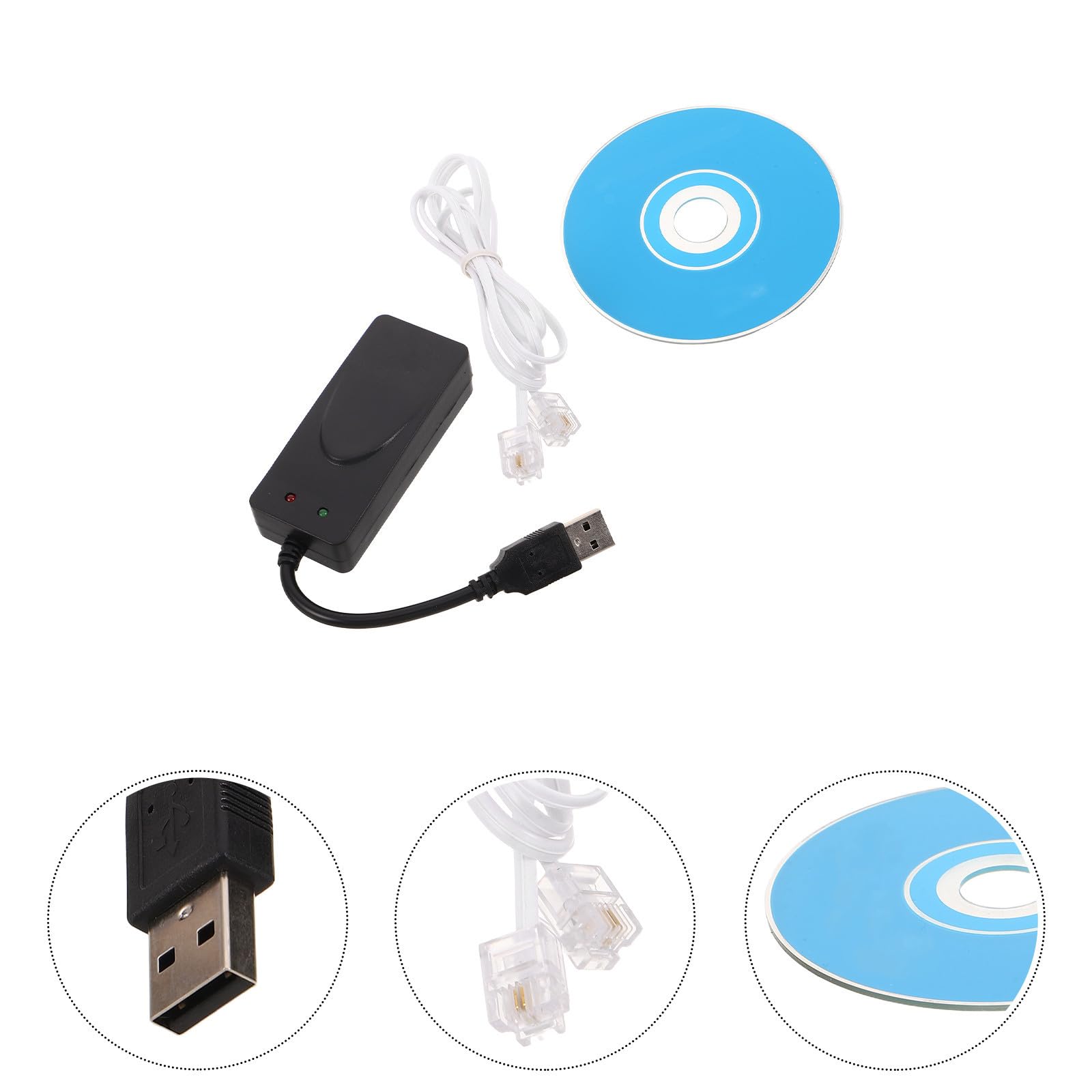 Toddmomy Fax Compatto per Uffici Desktop e Networking Domestico Modem USB Doppia Porta Nero in Abs per Computer e Fax