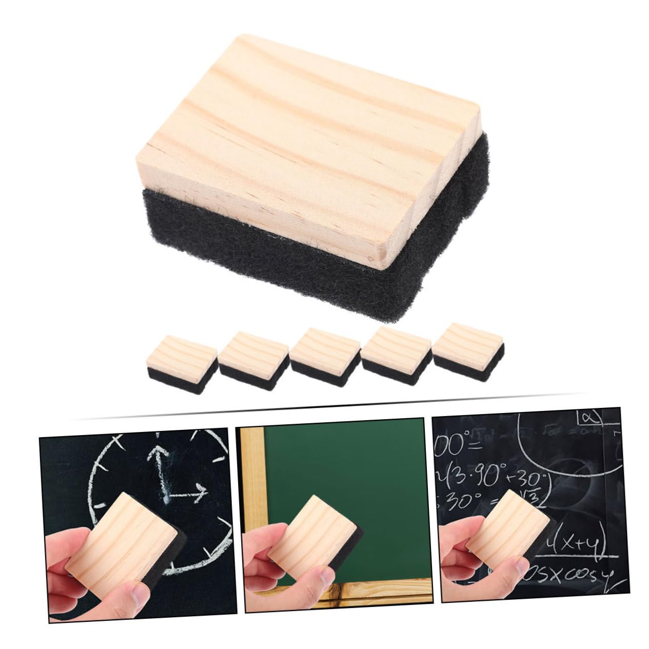 VILLCASE 5 Sätze Tafelradierer Aus Holz Wischen Whiteboard-reiniger Whiteboard-marker Kreidetafel Löschbare Stifte Schwarz Textmarker Stifte Mit Ständer Gefühlt 6 Stück * 5
