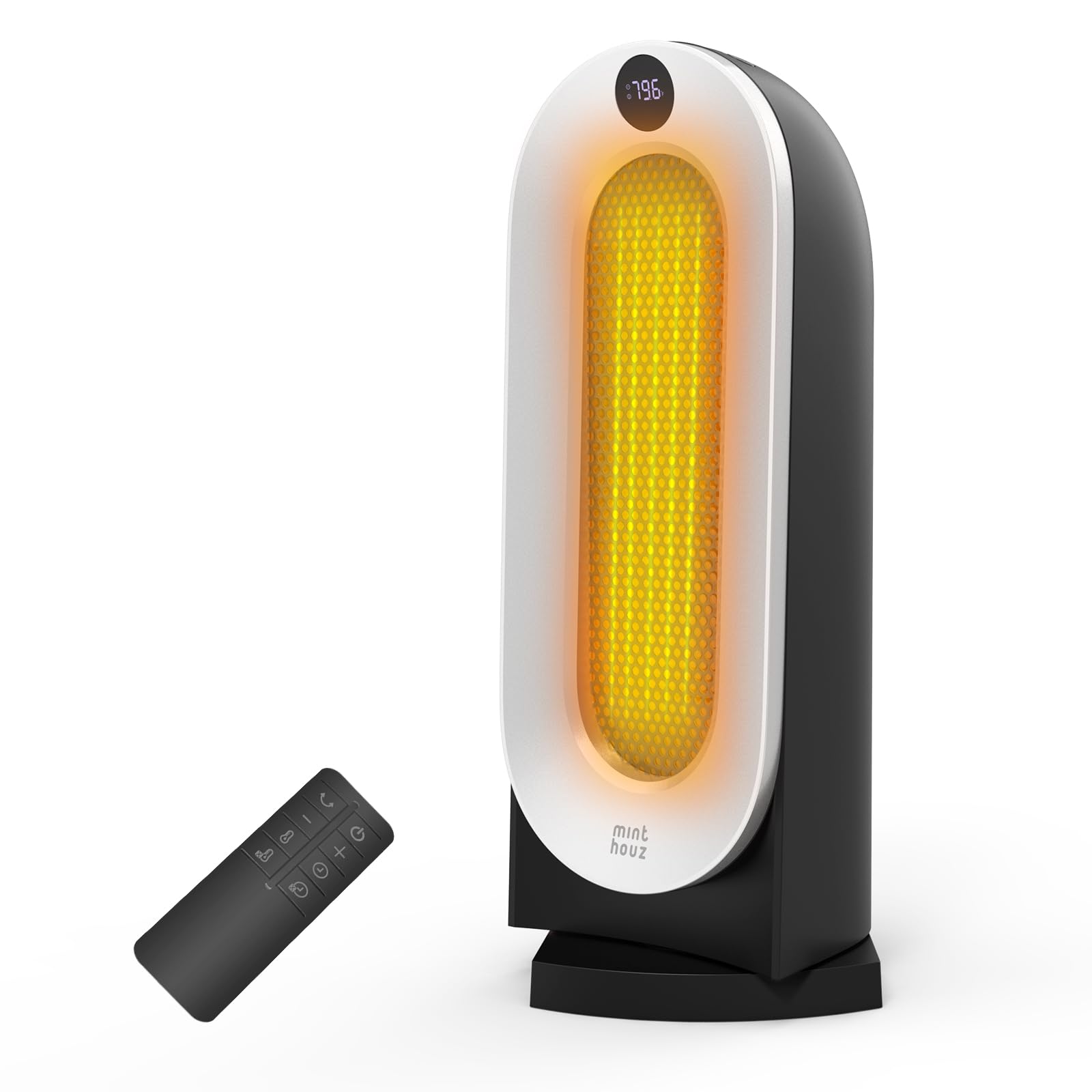 Minthouz 3D-vlammen ventilatorkachel, draagbare keramische verwarming, 1200 W/800 W, PTC-technologie, oververhittings- en kantelbeveiliging, ideaal voor slaapkamer, kantoor en woonkamer