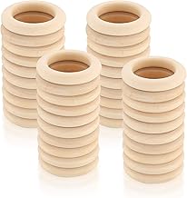 Pack of 40 Wooden Rings for Crafts, Natural Wooden Rings, Macrame Rings for DIY Jewellery, Macrame Bracelet, Pendant, Hanging Decoration Rings - 55 mm