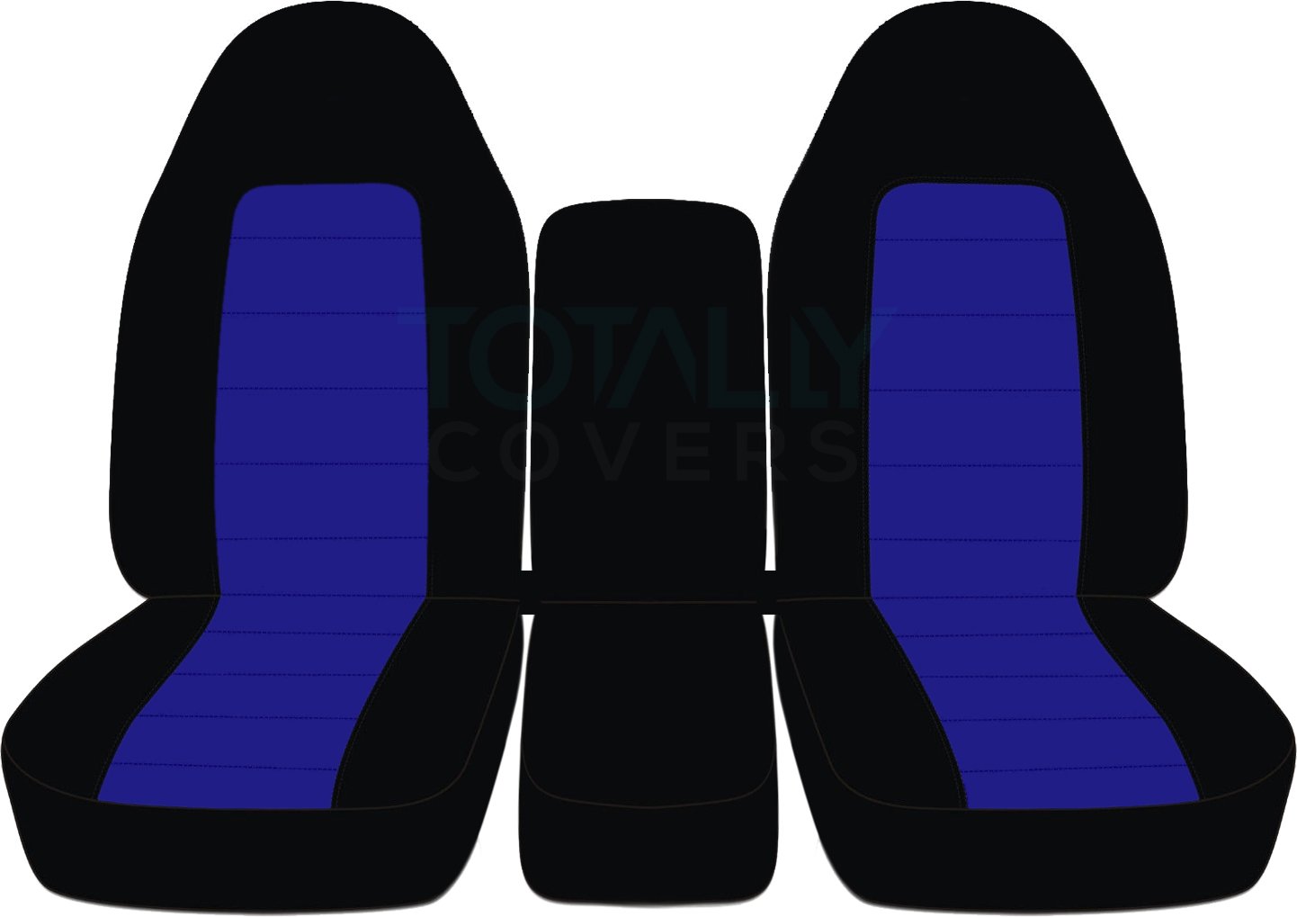 Totally Covers Compatible with 1994-2002 (2nd Gen) Dodge Ram Two-Tone Truck Seat Covers (40/20/40 Split Bench) w Center Console - Front: Black & Dark Blue w/wo Integrated Belts