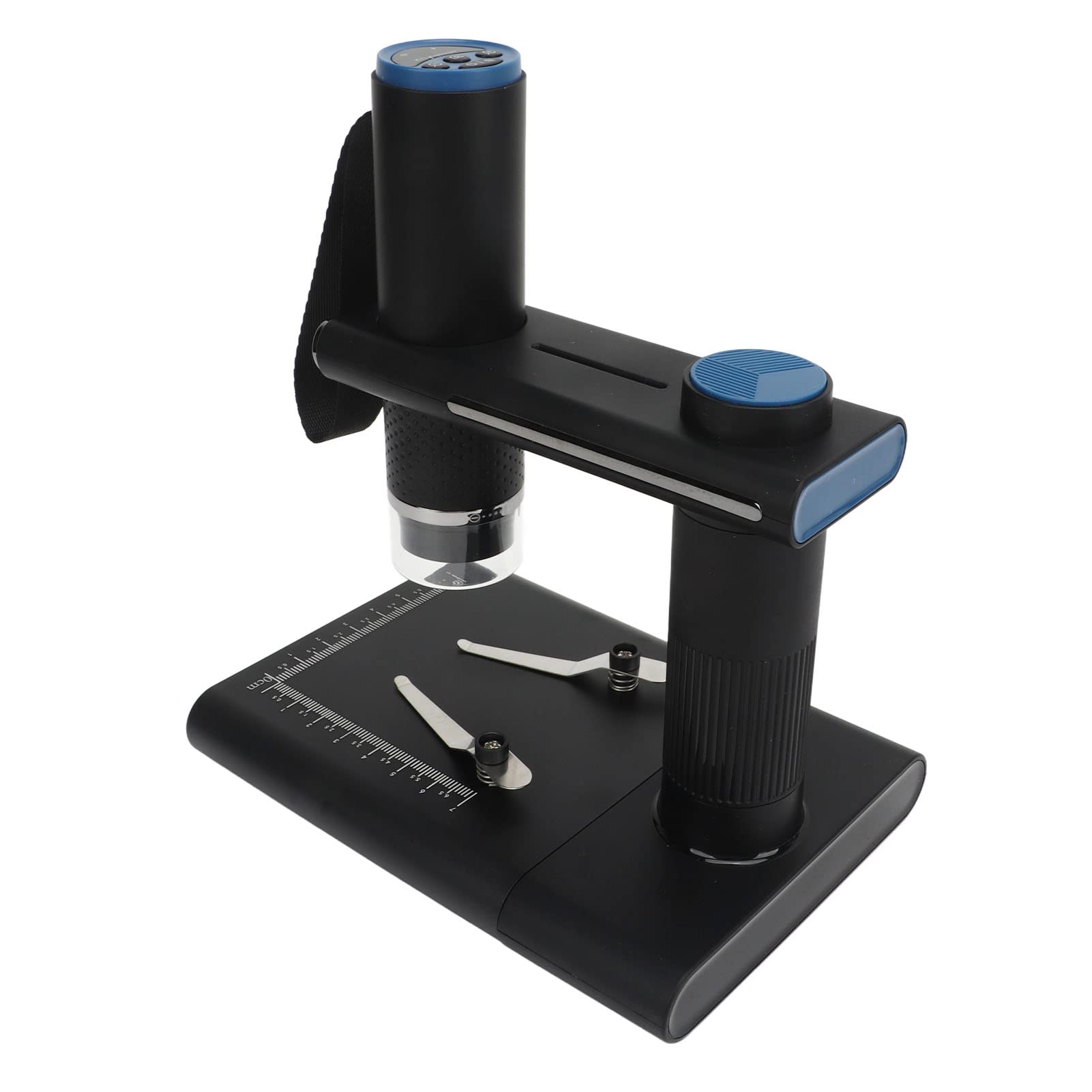 Drahtloses Digitalmikroskop mit 50- Bis 1000-facher Vergrößerung, WLAN, USB, 2-Megapixel-Kamera, 8 LED-Leuchten und Verstellbarem Ständer (Schwarz)