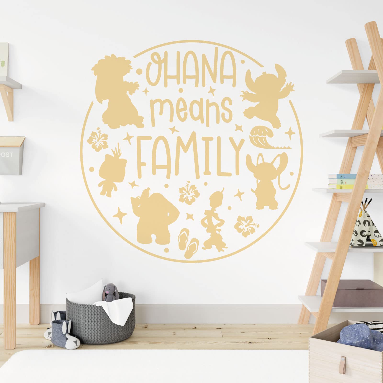 Ohana Means Family - Lilo and Stitch - Children Decal Wall Sticker [Large] [Cream]
