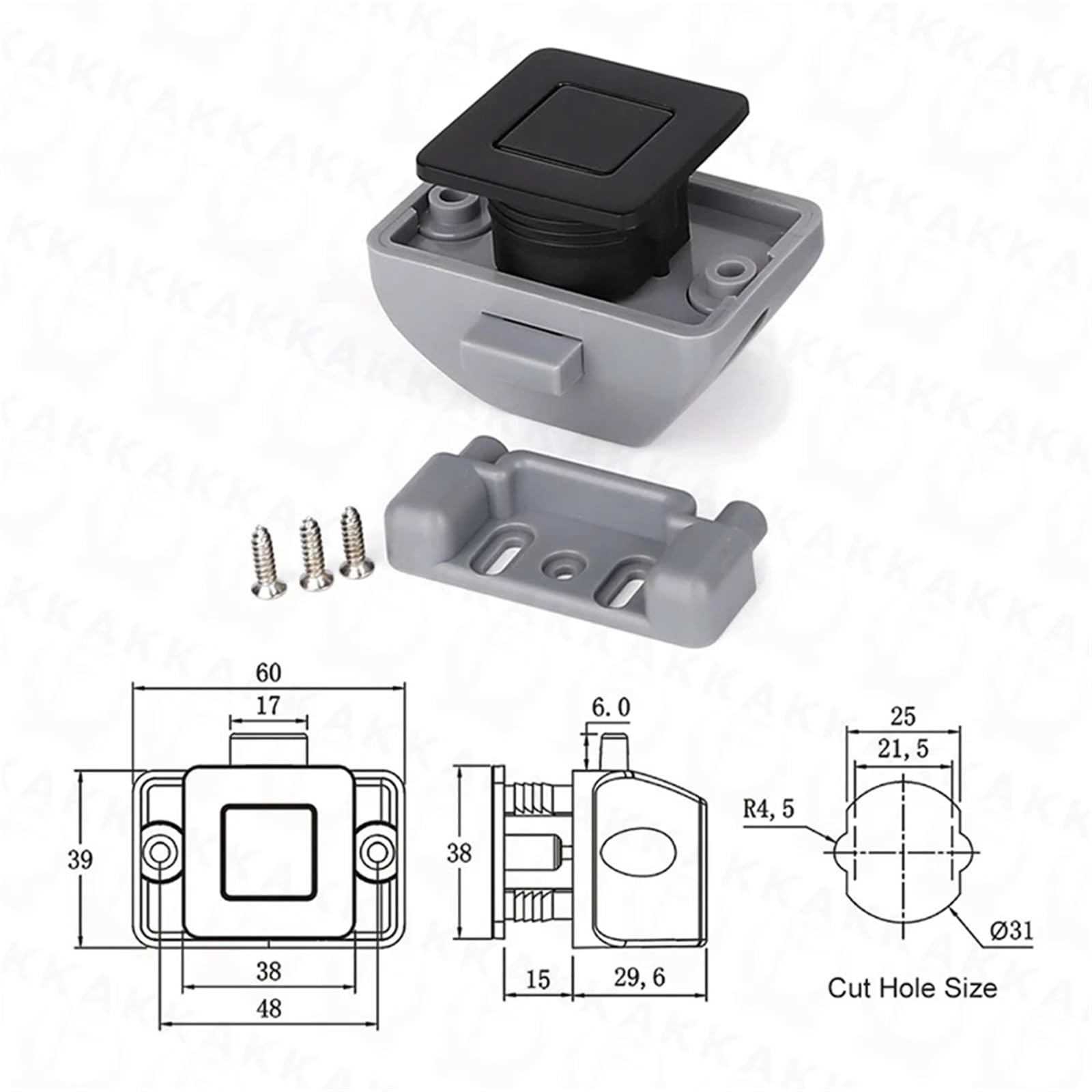 Interruptor de maletero 10 Cerraduras De Botón Para Armario, Cajón, Caravana, Barco, Autocaravana, Puerta De Muebles, Sin Llave(SS6209-Black)